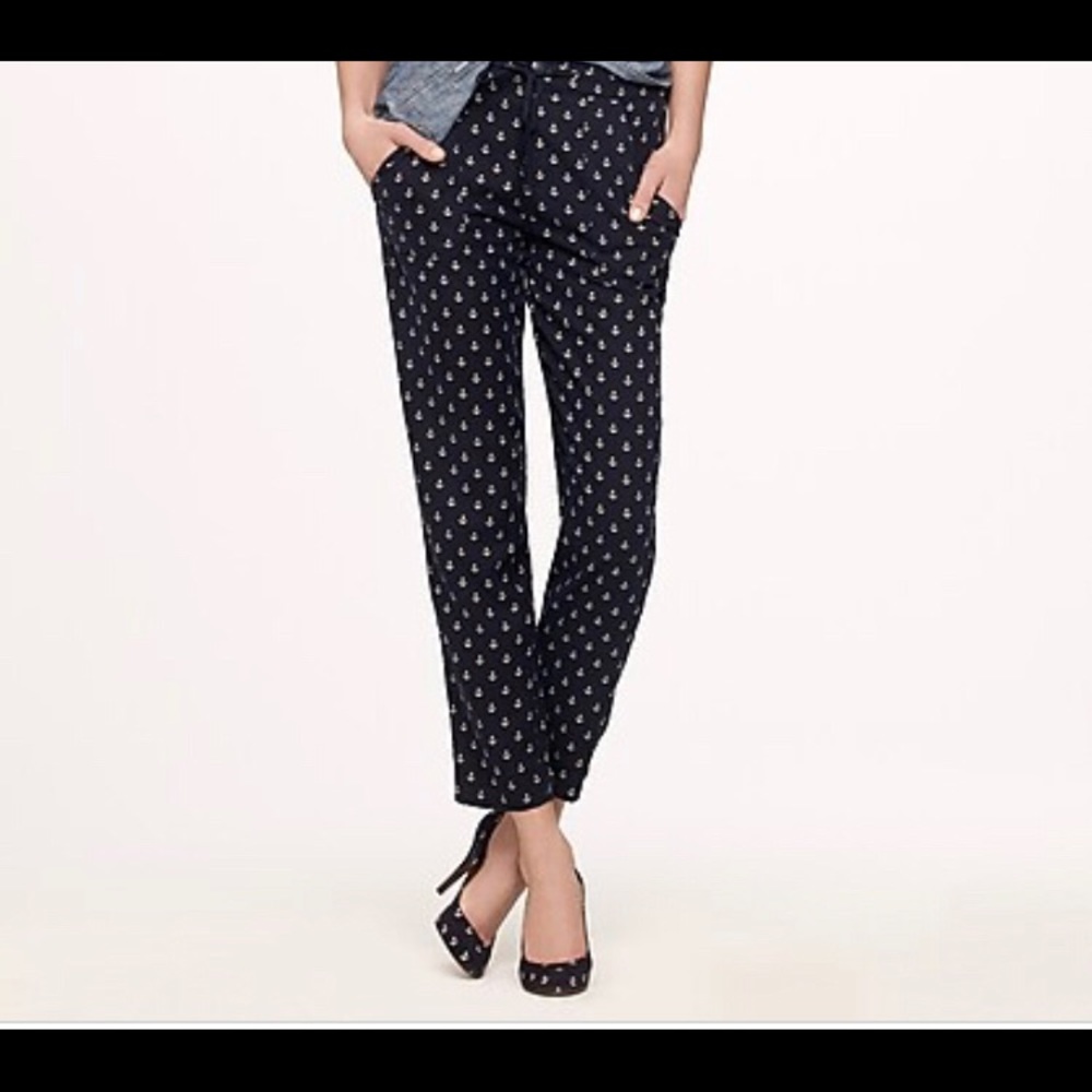J Crew silk Anchors Aweigh pants
